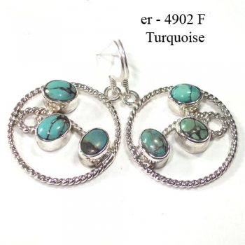Pure silver blue turquoise high design earrings